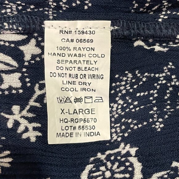 NWT ELAN "Charli" Mini Dress Bell Sleeve Tiered Paisley Navy Woman Size XL - Picture 9 of 9